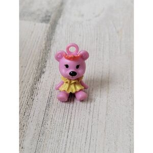 Mini sitting pink teddy bear princess toy figure heart